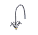 Смеситель для кухни "РМС", цинк, ручки крест., высокий излив, хром/белый, SL92W-279F
