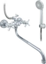 Смеситель для ванны "Центр Сантехники", цинк, ручки крест., излив 300 мм., ЦС-СМ 500-4К