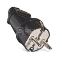 Вилка эл. прямая с/з 16А черная, А1010 "У"