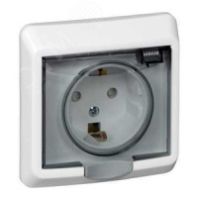 Розетка 1-м СП с/з "Этюд" 16А с крышкой/защ.шторкой белый, SchE PC16-044b