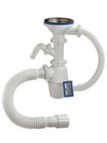 Сифон для раковины "ОРИО" 3 1/2"х40 бутылочный, с гофрир. переливом, с одвод для стир.маш., гибкой т