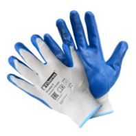 Перчатки полиэстр "Fiberon" Антискользящие, размер L, белый+синий