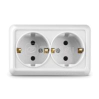 Розетка 2-м ОП с/з "Олимп" 16А белый, О0128