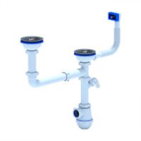 Сифон для раковины двойной "Ани" 3 1/2*40 Грот двойной, с переливом и отводами д/одноуровнев.моек.