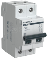 Автоматический выключатель 2п 25 А "IEK GENERICA", хар-ка С 4,5 кА ВА47-29