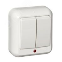 Выключатель 2-кл. ОП с индикатором "Прима" 6А белый, A56-007