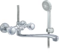 Смеситель для ванны "Центр Сантехники", латунь, ручки круг., излив 350 мм., имп., ЦС-СМ 600/5-4 К