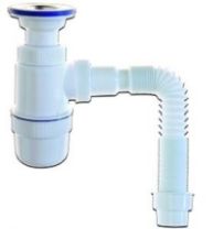 Сифон для раковины "Мини Элит" D=70мм., с лит.вып., нерж.чаш, гиб.трубой 600 мм. (1 1/2"-40/50) 0676