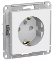 Розетка в рамку 1-м с/з "ATLAS DESIGN" 16А защ.шторки Белый, SchE ATN000145