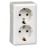 Розетка 2-м ОП с/з "Хит" 16А белый, РА16-238-Б