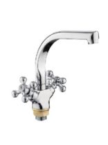 Смеситель для кухни "LEDEME", цинк, ручки крест., высокий излив, 5819-2