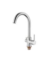 Смеситель для кухни "LEDEME", латунь, ручка шар. d=35мм, высокий излив, с выходом для питьевой воды, 4255-3