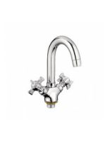 Смеситель для раковины "LEDEME", цинк, ручки крест., высокий излив, 1111-2