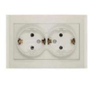 Розетка 2-м СП с/з "Бриллиант" 16А слоновая кость, UNIVersal 7948752