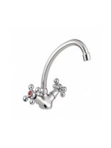 Смеситель для кухни "LEDEME", цинк, ручки крест., высокий излив, 4119