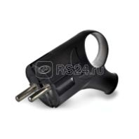Вилка эл. угловая с/з с ушком 16А черная, А0112 "У"