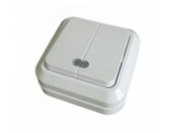 Выключатель 2-кл. ОП с индикатором "Олимп" 10А белый, О0123