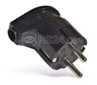 Вилка эл. угловая с/з 16А черная, А0105 "У"