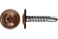 Саморез прессшайба, наконечник сверло 4,2х25 мм., RAL 8017, темно-коричневый