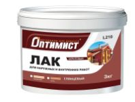 Лак акриловый Бесцветный "Оптимист" L 210 для внутренних и наружных работ глянцевый 3 кг.