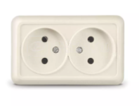 Розетка 2-м ОП б/з "Олимп" 16А бежевый, Б-О0102