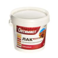 Лак акриловый Бесцветный "Оптимист" L 210 для внутренних и наружных работ глянцевый 0,9 кг.