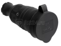 Розетка кабельная 1-м с/з "Омега" 16А каучук с крышкой, PKR21-016-2-K02