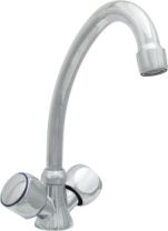 Смеситель для кухни "Центр Сантехники", цинк, ручки круг., излив h 200 мм, белый, ЦС-СМ 25ш К