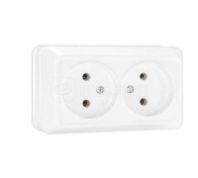 Розетка 2-м ОП б/з "Олимп" 16А белый, О0102