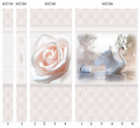 Панель ПВХ 250х2700 мм. PANDA 3740 "Дамасский узор Лебедь" Панно, 6шт