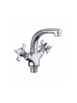 Смеситель для раковины "LEDEME", цинк, ручки крест., высокий излив, 1311-2