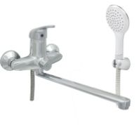 Смеситель для ванны "Центр Сантехники", цинк, ручка шар., излив 350 мм.+лейка, ЦС-СМ 300-4