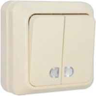 Выключатель 2-кл. ОП с индикатором "Олимп" 10А бежевый Б-О0123