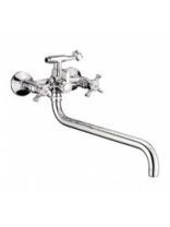 Смеситель для ванны "LEDEME", цинк, ручки крест., длин.излив, 2611