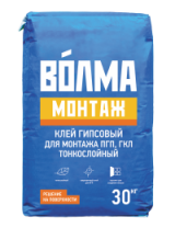 Клей гипсовый "Волма-Монтаж" для ПГП и ГКЛ 30 кг.