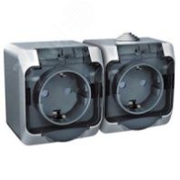 Блок ОП "Этюд" 2 розетки с/з, защ.шторки 16А серый, SchE РА16-244С