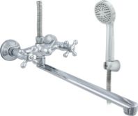 Смеситель для ванны "Центр Сантехники", латунь, ручки крест., излив 350 мм., ЦС-СМ 600/5-4К