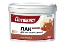 Лак акриловый Бесцветный "Оптимист" L 208 для внутренних работ полуглянцевый 3 кг.