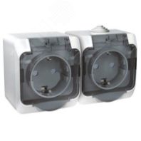 Блок ОП "Этюд" 2 розетки с/з, защ.шторки 16А белый, SchE РА16-244В